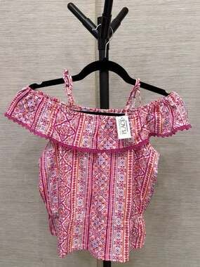 The Children's Place Girl- Pink Off-the-Shoulder Cold Shoulder Top